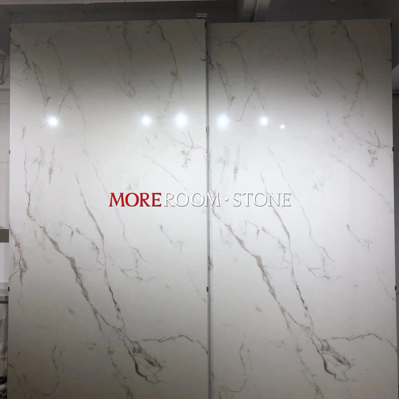 Bathroom Walls and Floors Calcatta Statuario Marble Big Slim Porcelain Ceramic Tiles