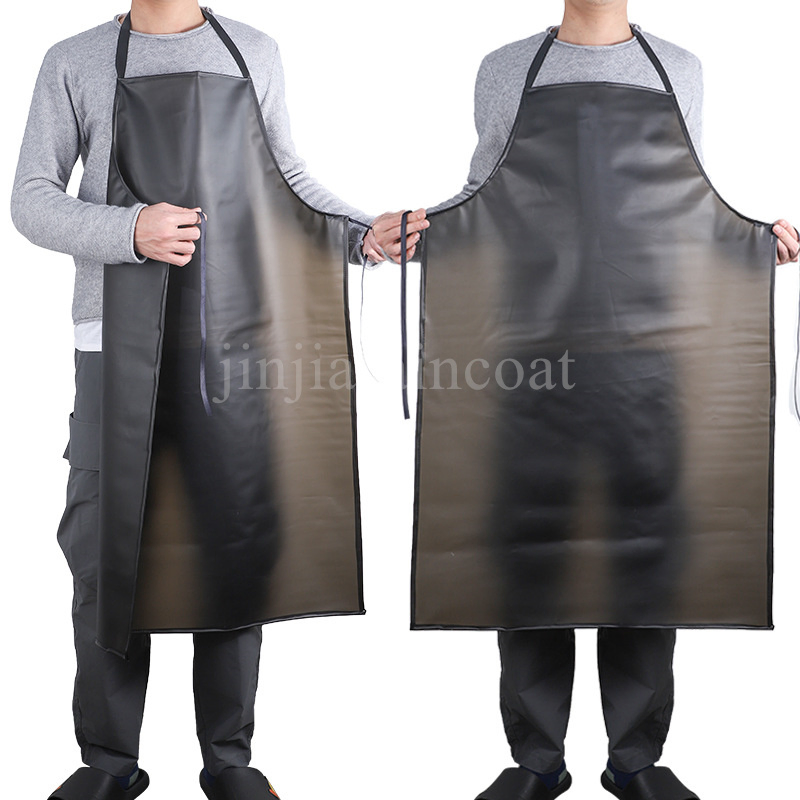 Custom Adults Cleaning Black PVC Waterproof Apron High Quality Plastic Kitchen Apron