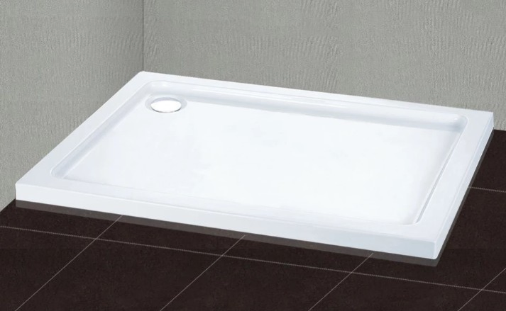 Modern Rectangular White Acrylic Shower Door Enclosure with Tray