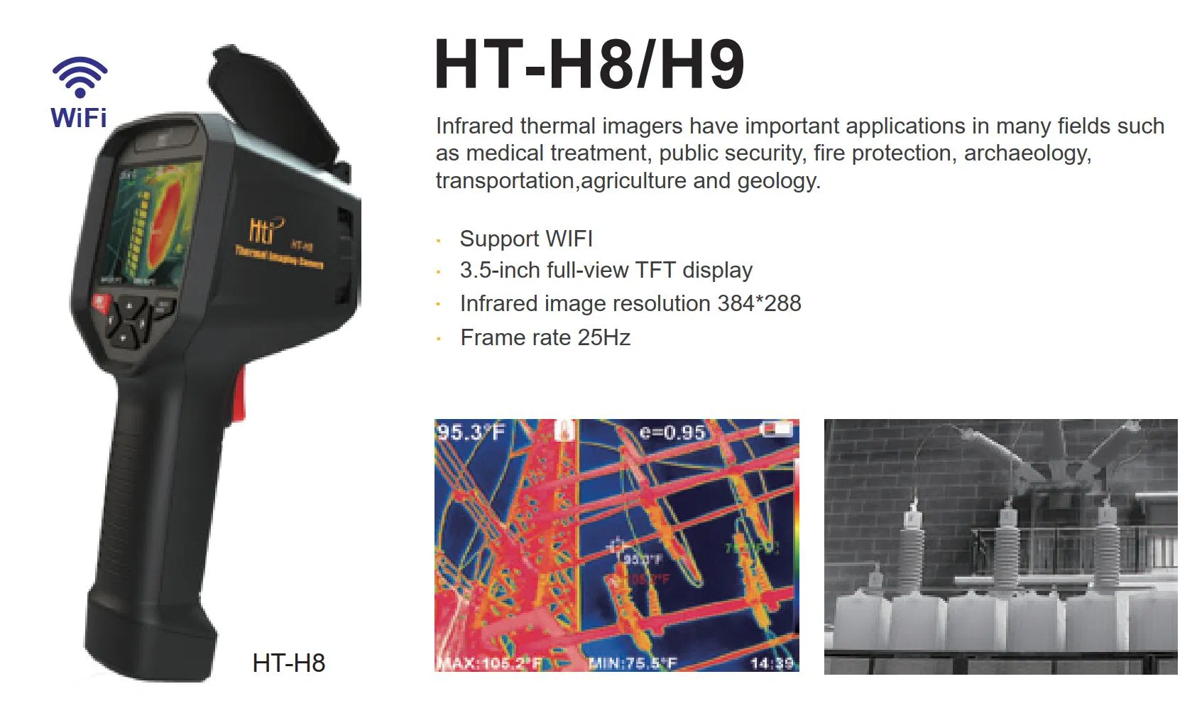 Handheld IR Infrared Thermal Imager Camera with WiFi 384*288 Automatic Tracking Thermal Imaging Camera Rechargeable 3.5TFT