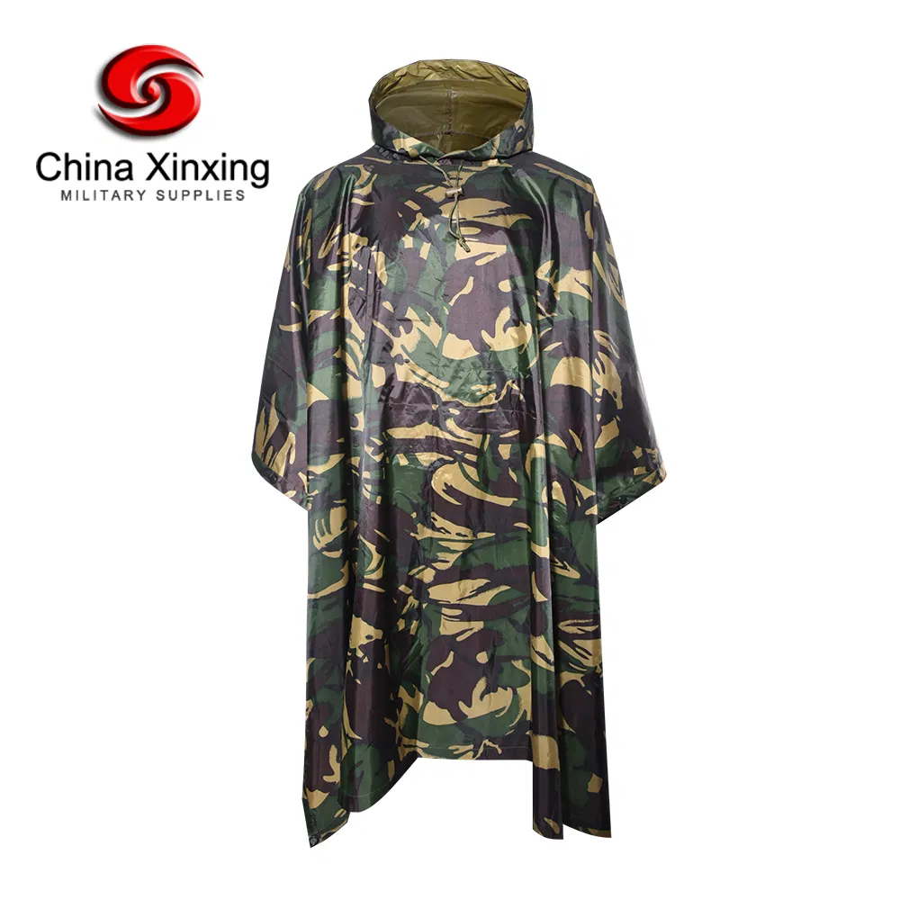 Custom Durable Raincoat Waterproof Camouflage Raingear Rainwear Camo Soldier Poncho