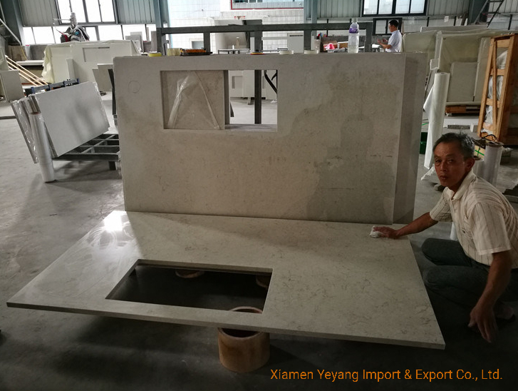 Bianco Drift 6131 Beige Quartz Countertops for Kitchen