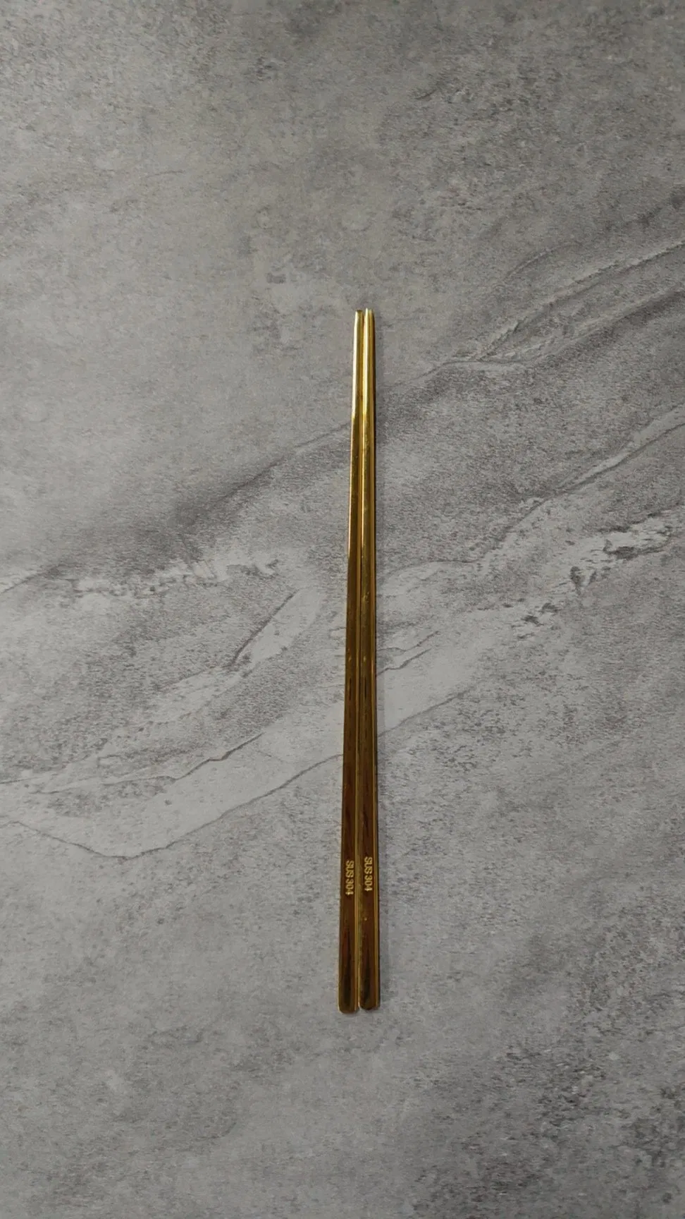 Korean Style Silver Stainless Steel Flat Shiny Chopsticks for Rice Noodle Kimchi