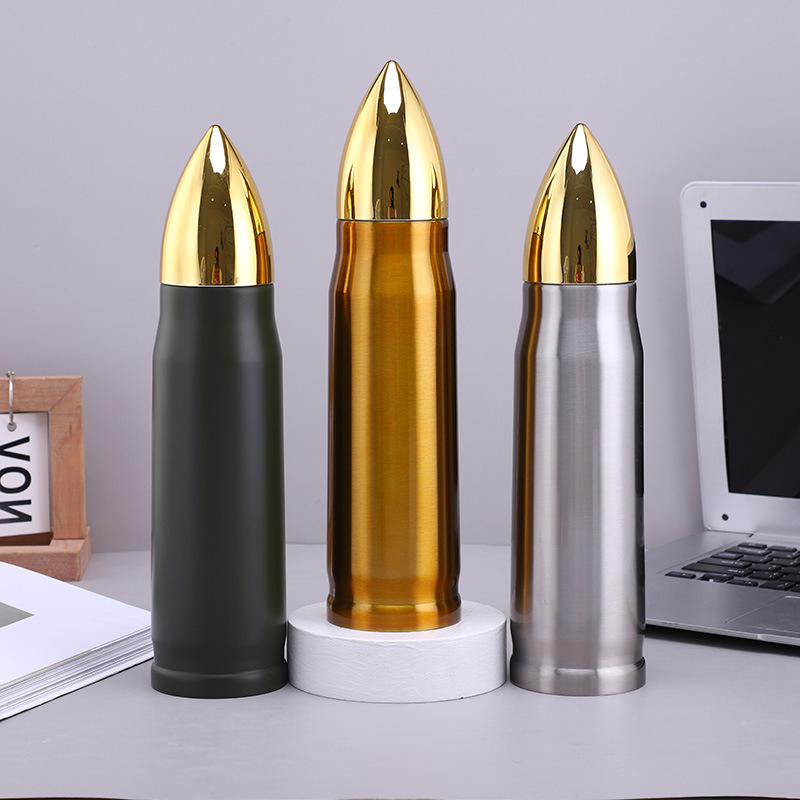 Stainless Steel Double Wall 1000ml 500ml 750ml Bullet Shaped Tumbler with Lid