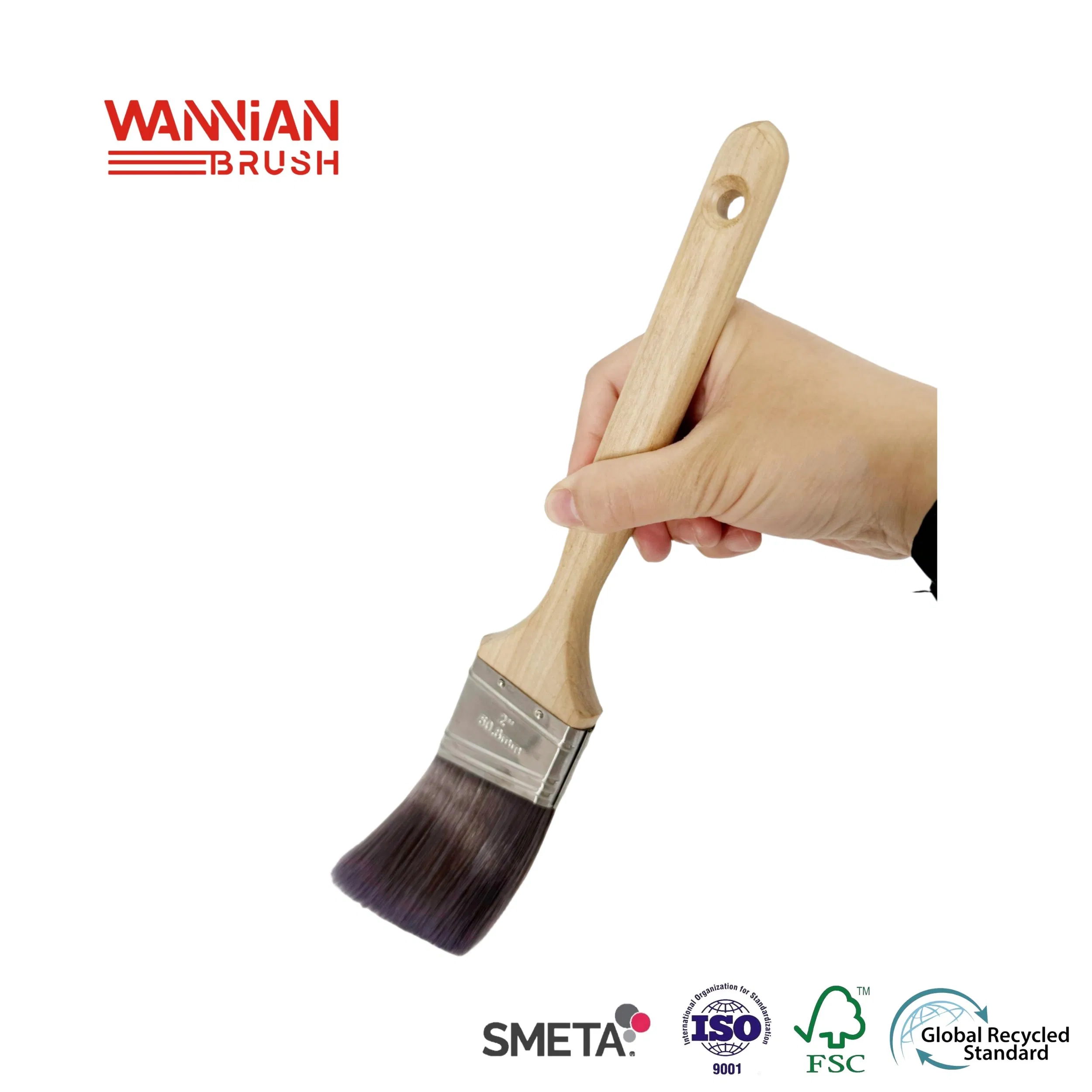 Малярная кисть с фиолетовой щетиной и длинной ручкой