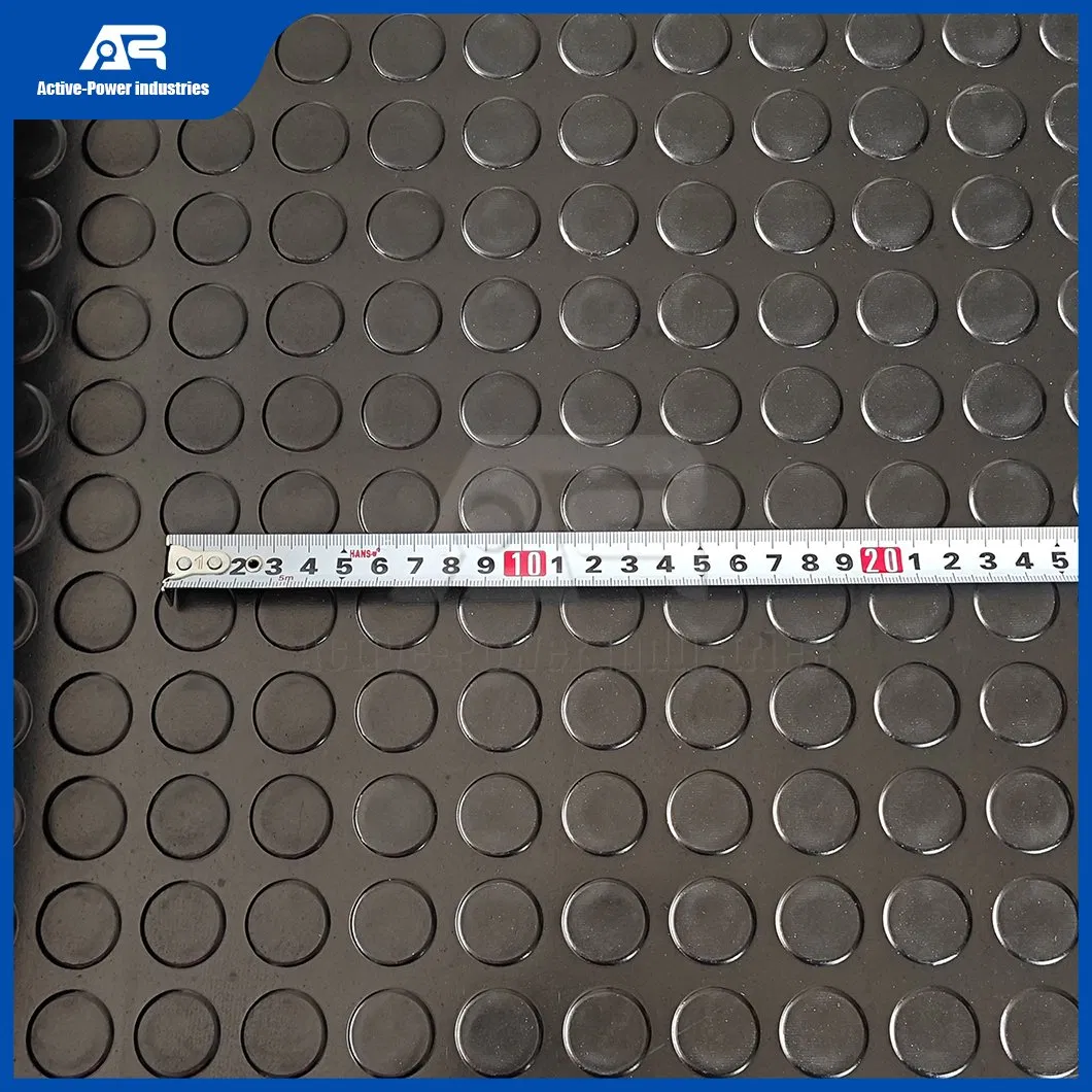 Active-Power Industries Rubber Mat Floor Distributor China Grey Color Round Button Rubber Floor Coin Rubber Flooring Mat Rubber Floor