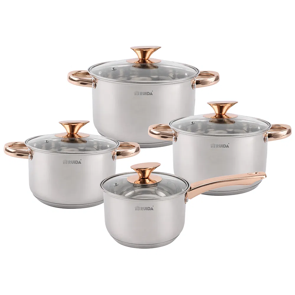 8PCS Kitchen Appliance Utensils Cooking Pot Stainless Steel Cookware Set Kitchenware