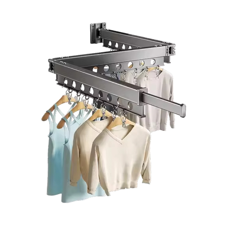 2025 New Trend No Drilling Black Coated Stainless Steel Retractable Ceiling Laundry Clothes Hanger Lines for Closet