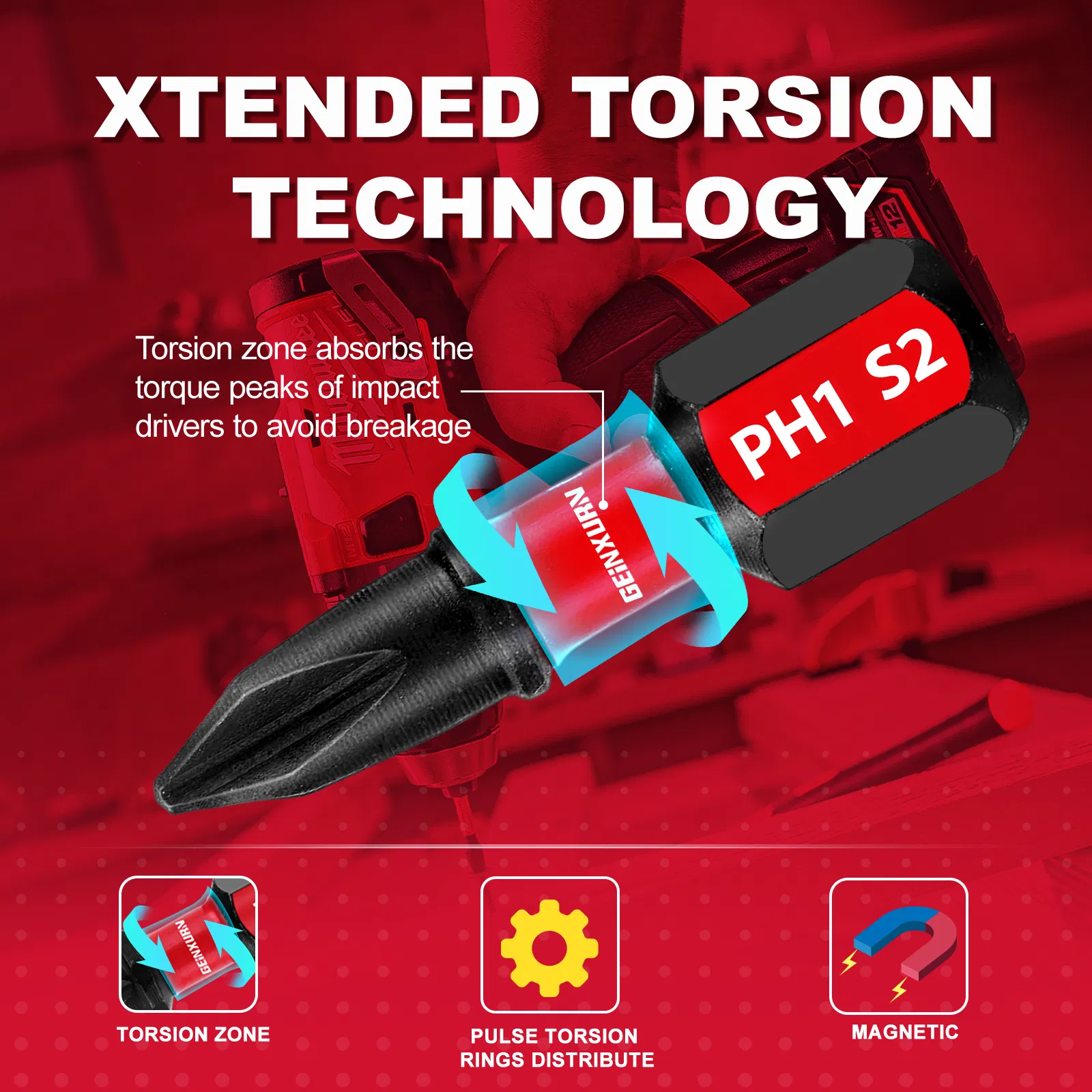 Magnetic Screwdriver Bits 25/50mm pH1-#8 Torx Sq pH SL Bit Holder