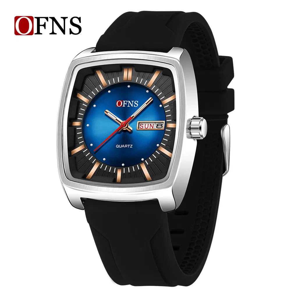 Square Men's Watch Silicone Strap Waterproof Business Wristwatch Luminous Quartz Watch