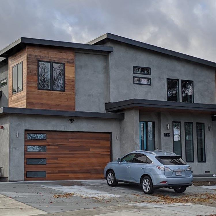 Residential Glass Garage Door with Pedestrian Door and Automatic Opener