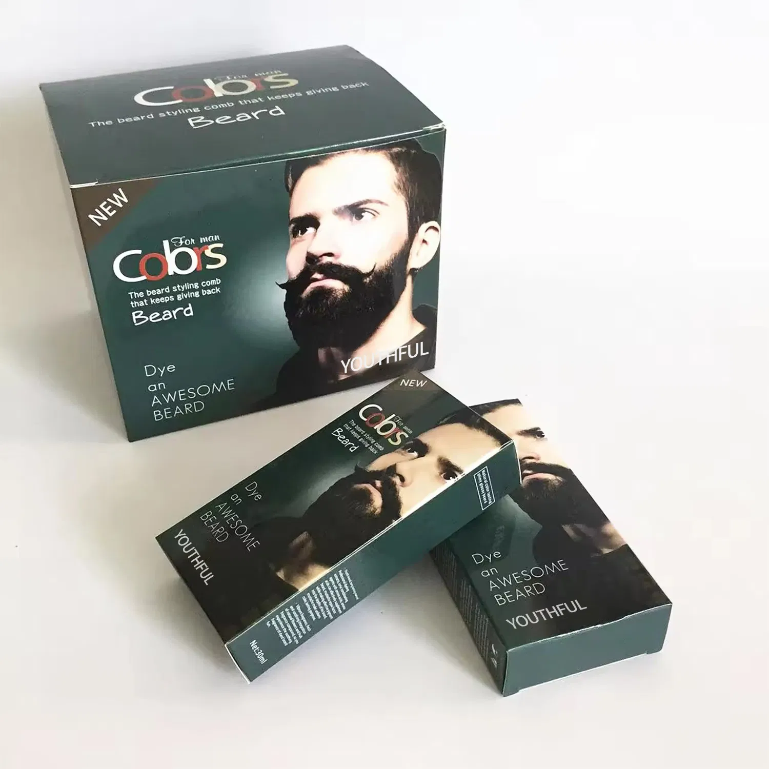 Mens Beard Coloring Cream 60ml Semi-Permanent Long-Lasting Black Brown