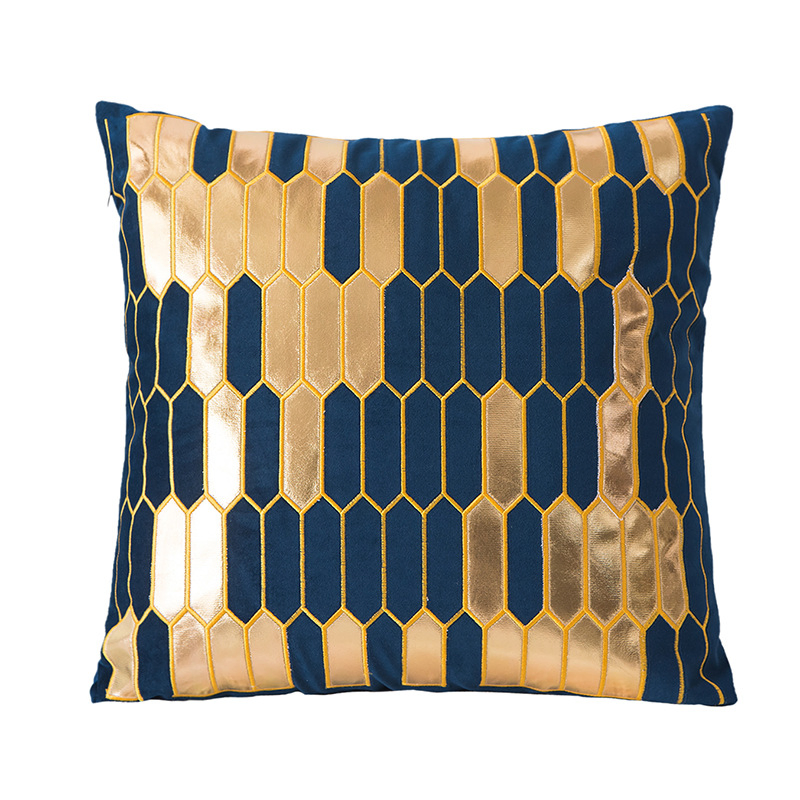 Luxurious Golden Bronzing Thick Velvet Cushion Cover Gold Geometric Shiny Pillow Cover