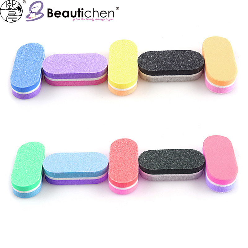 Beautichen Mini Nail Buffer Block – Multi-Colored 4-Way Sanding Files for Natural & Acrylic Nails, Portable Double-Sided Sponge Nail Polisher