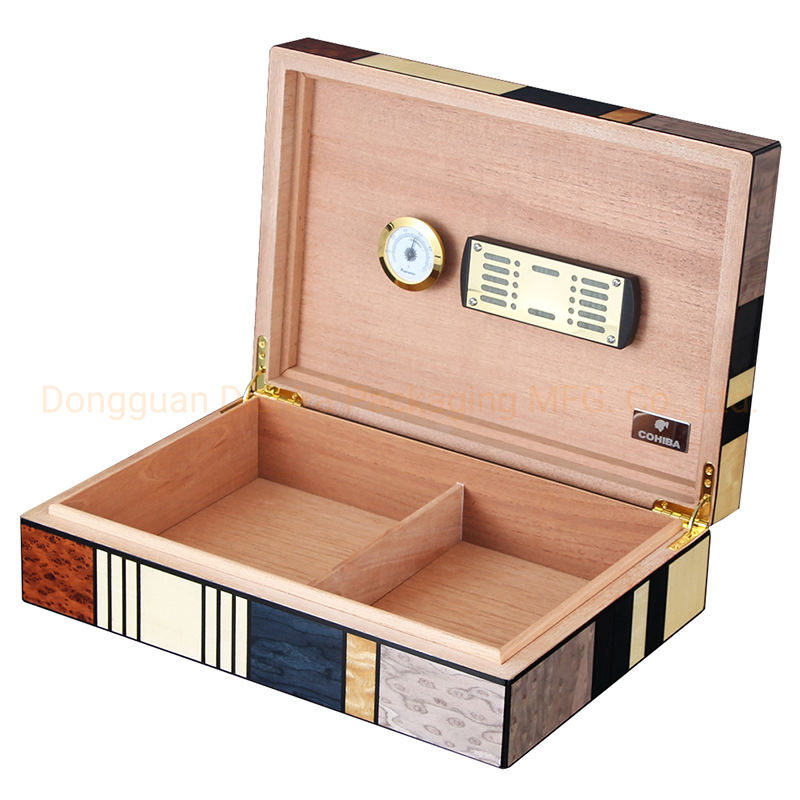 Custom Luxury Wooden Cigar Box Piano Lacquer Cedar Wood Storage Packaging Box