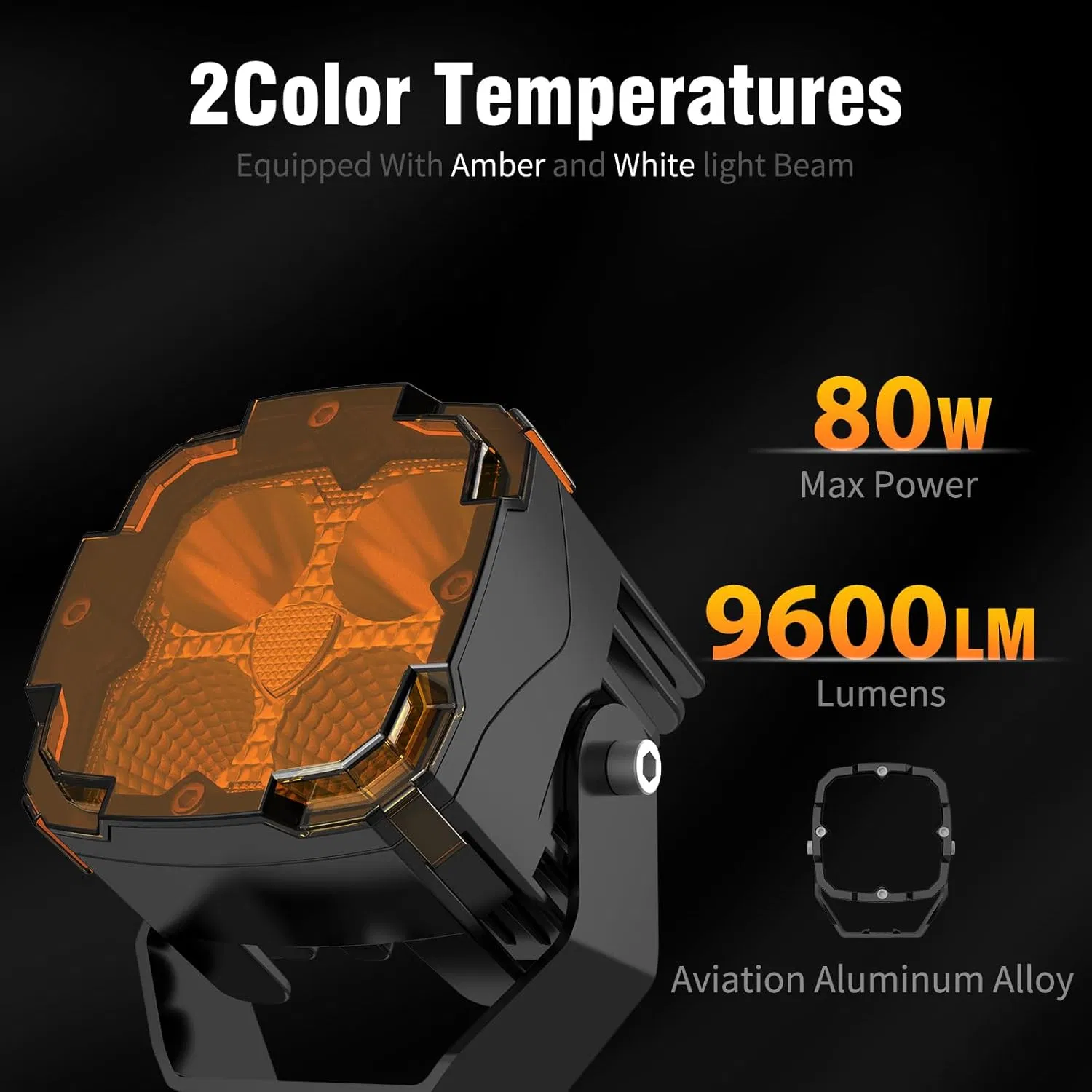 Super Bright Square Amber LED Pod Light