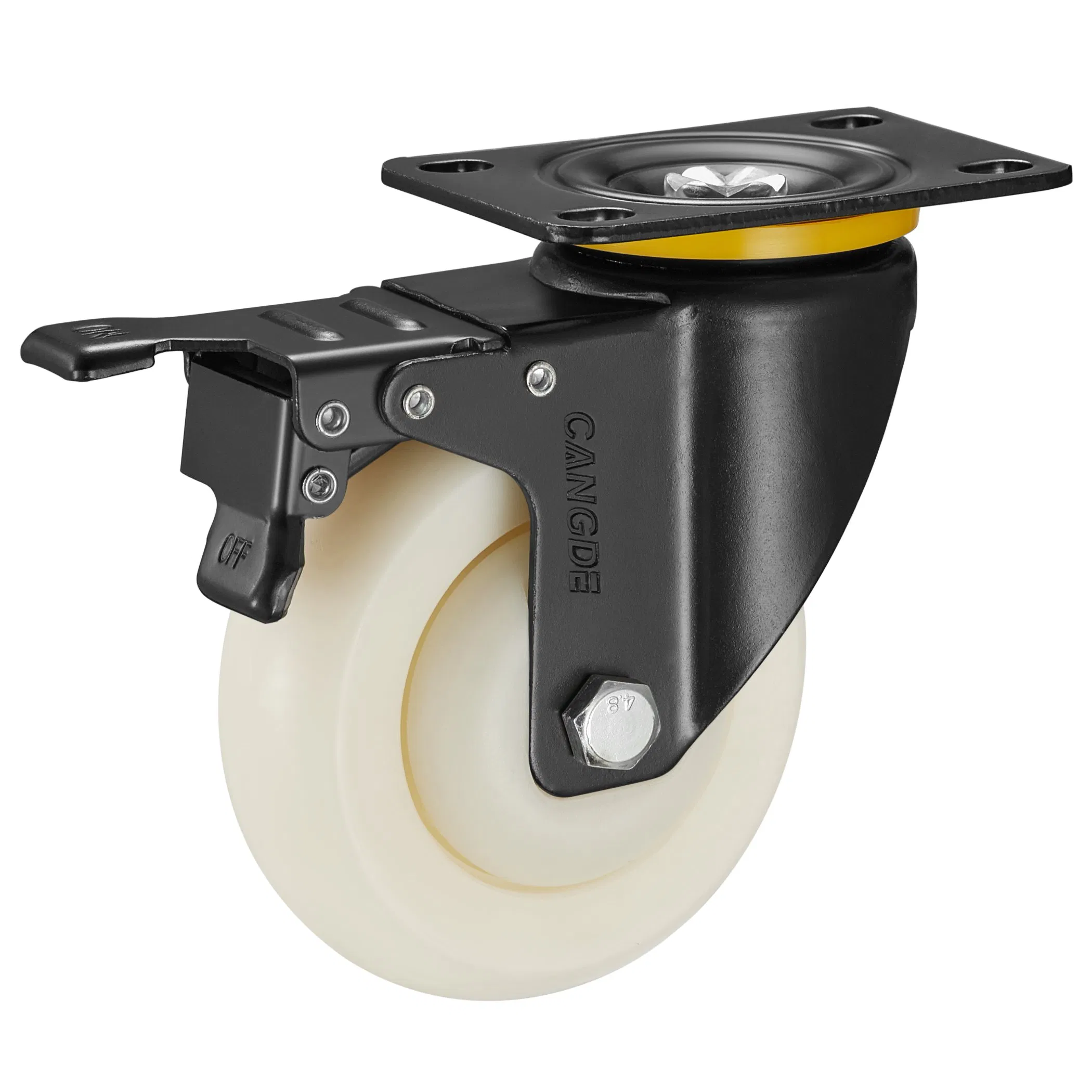 Cangde PP Castor Medical Caster Industrial Wheel Swivel Thread Plate Caster for Equipment