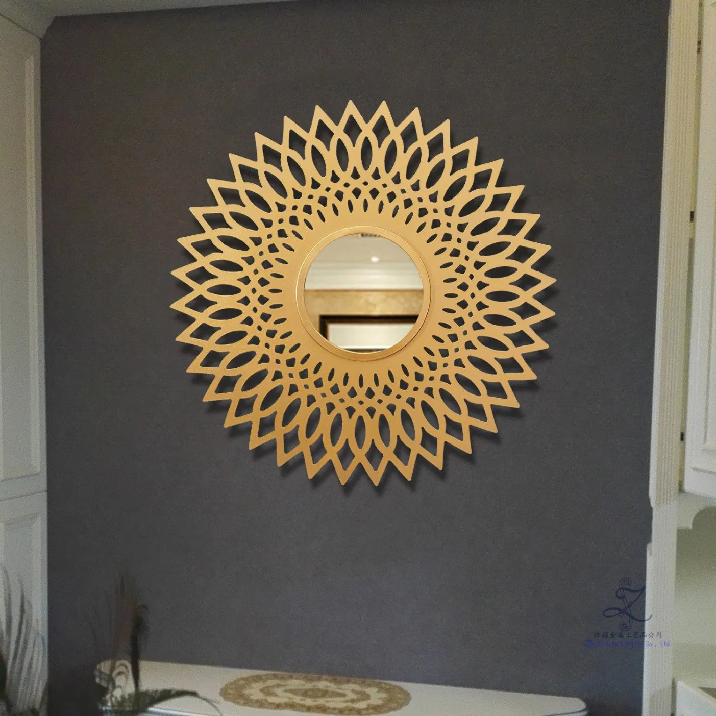 Metal Sun Glass Mirror Living Room Wall Decoration Pendant Creative Restaurant TV Background Wall Three-Dimensional Porch Wall Hanging Mirror