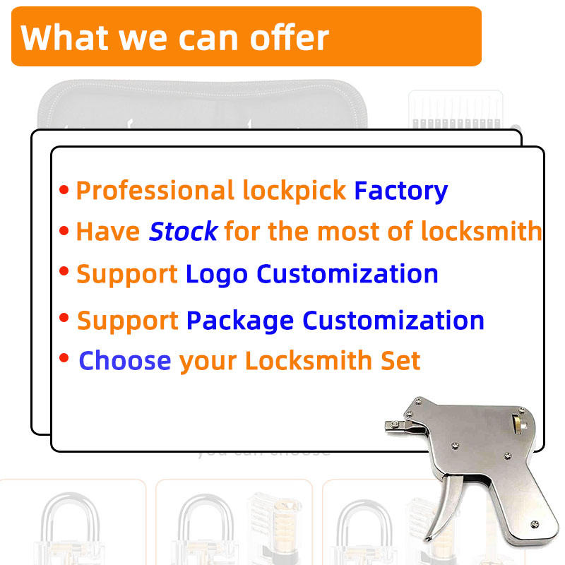 17 Pieces Lock Pick Set Professional Locksmith Tool with 1 Transparent Padlock and Gun Locksmith Card Locksmith