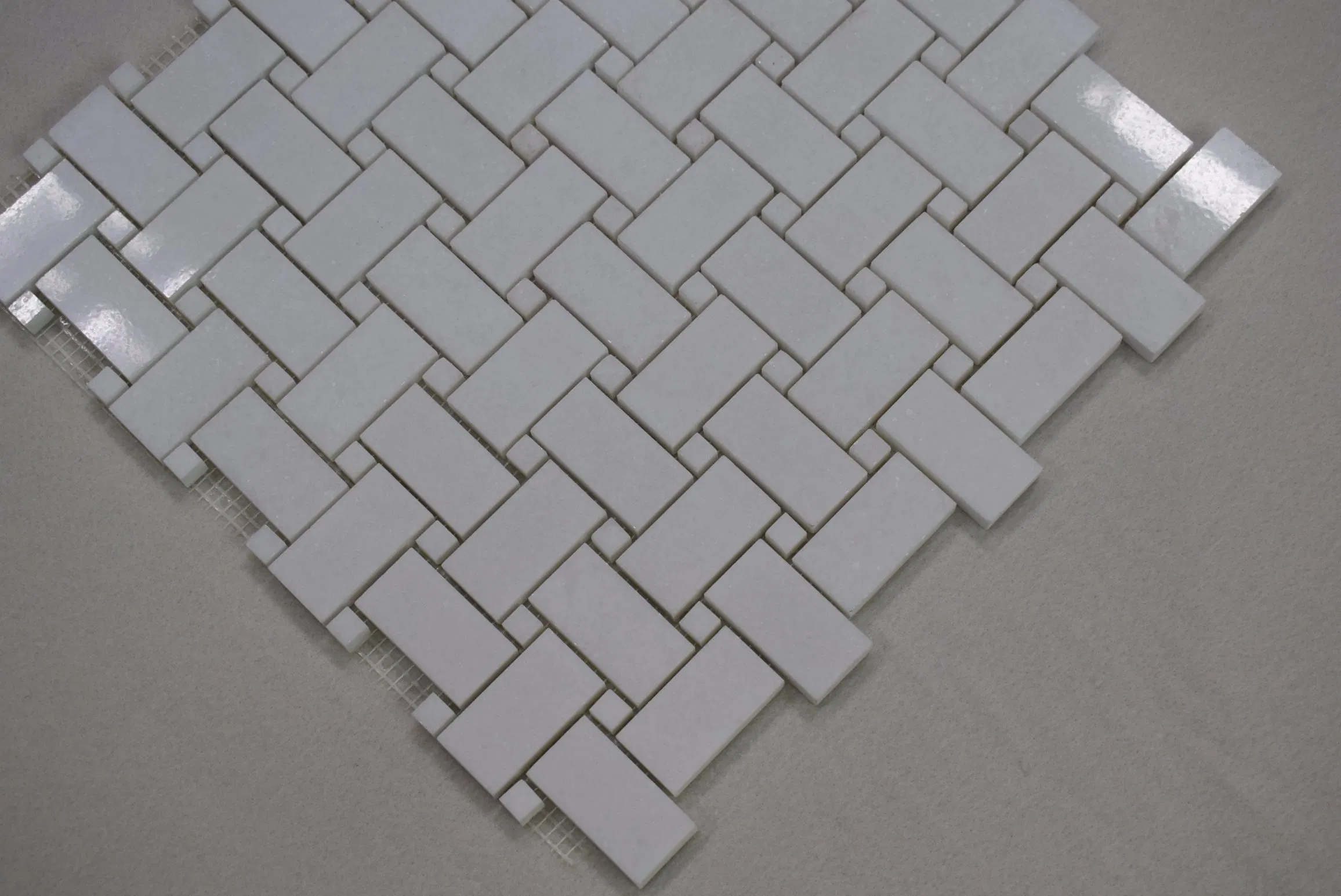 2017 Polished Thassos Marble Pure White Stone Basket Weave Mosaic Tile