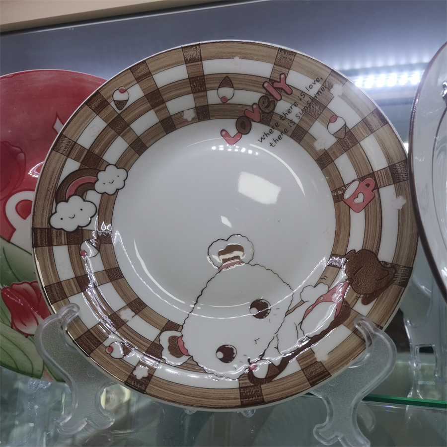 6.25"Rice Children Plate Printing Under Glaze Decal Porcelainware Ceramics Tableware