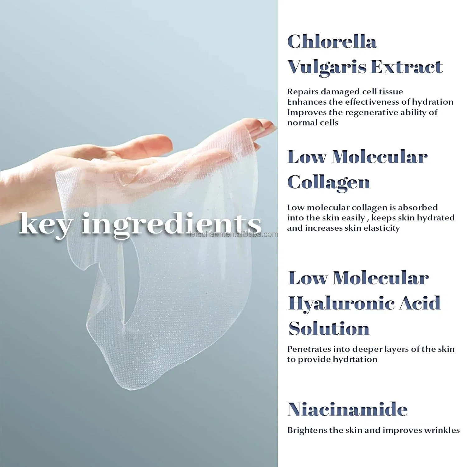 Ls158 Custom OEM Chlorella Mask: Bio-Collagen & Hyaluronic Acid
