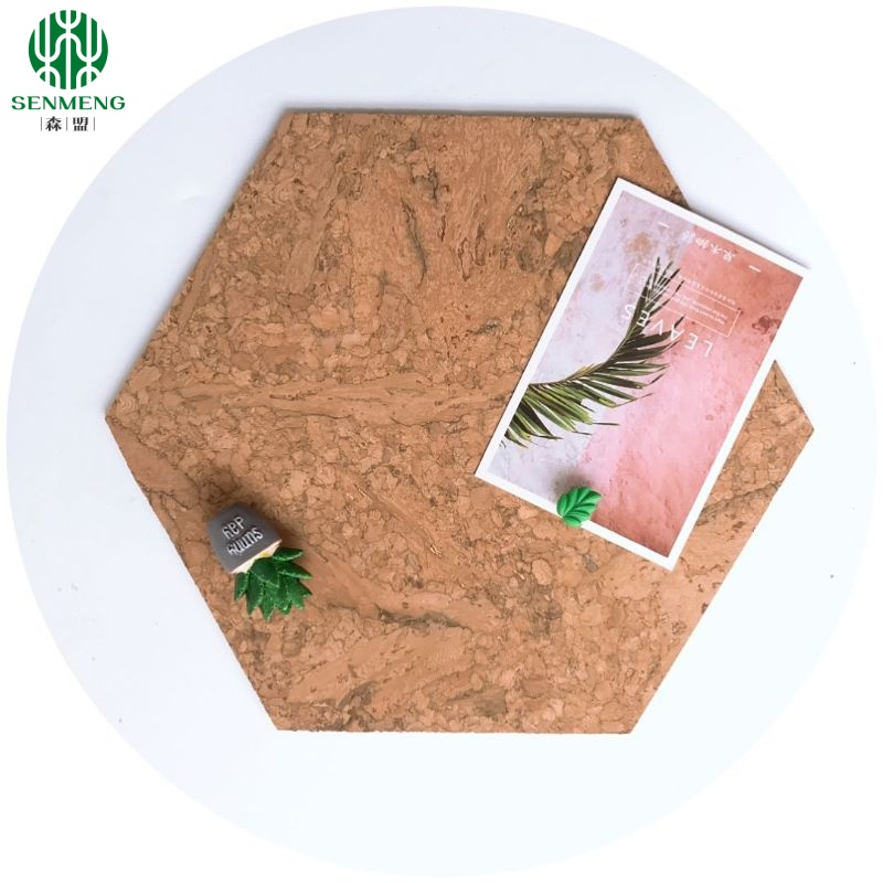 Office Supply Cork Board Self Adhesive Hexagon Cork Bulletin Board Stationery