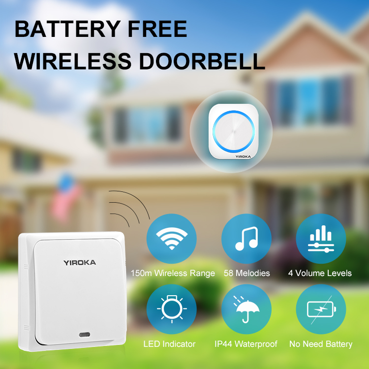 Kinetic No-Battery Wireless Plug in Doorbell with Long Range