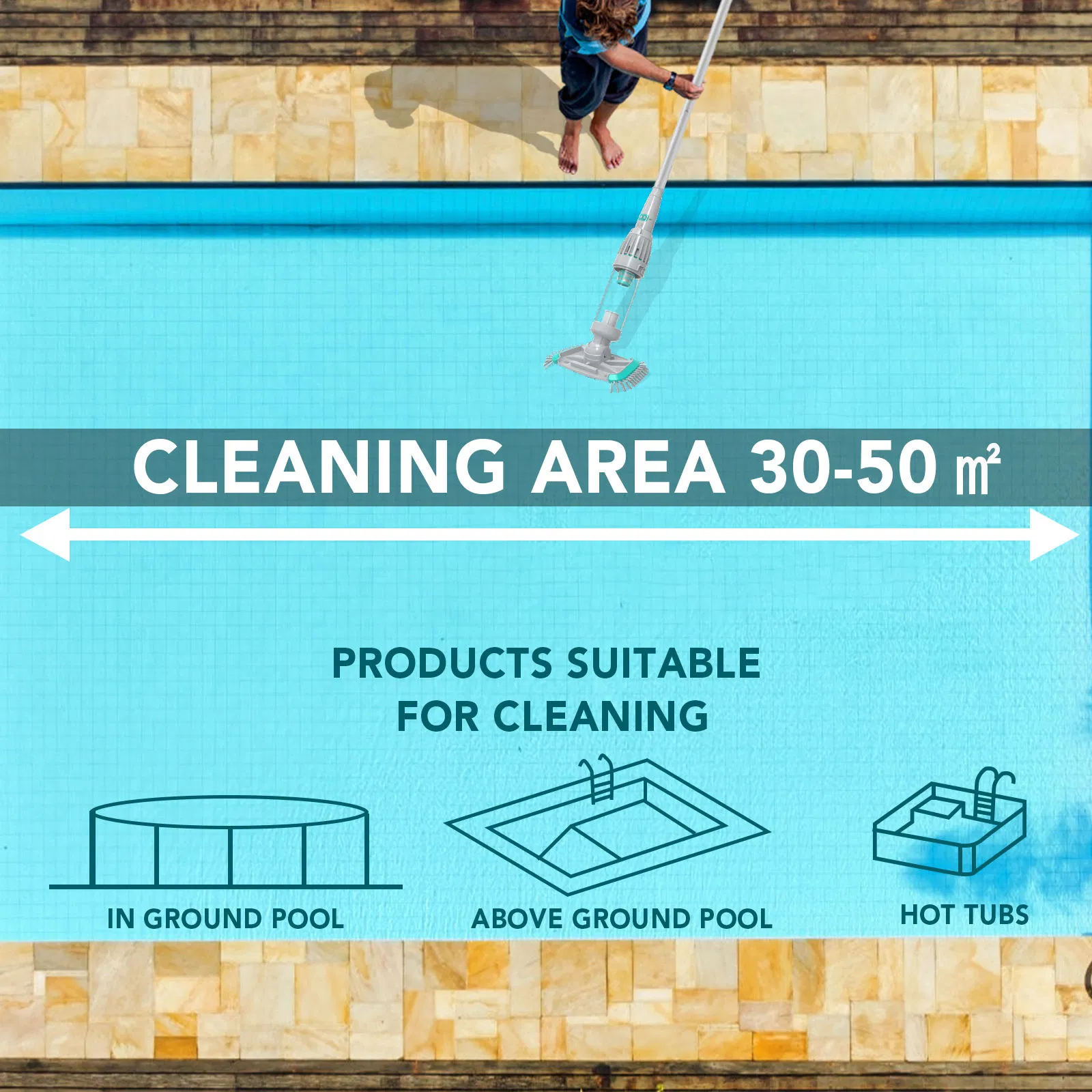 Bn3o PRO Cordless Pool Leaf Vacuum Handheld Rechargeable Cleaner Riptide Swimming Pool Vacuum for Inground Pool