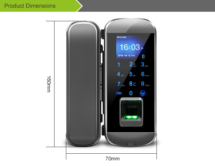 Smart Biometric Digital Fingerprint Door Lock for Glass Can Smartphone Control Unlock