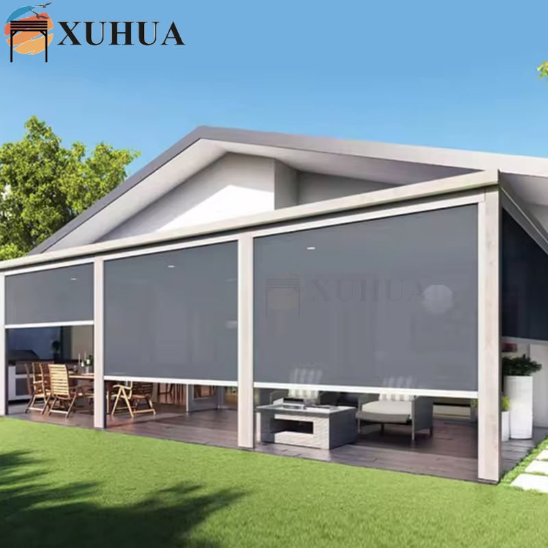 Xuhua Factory Price Sunscreen Fabric Manual Control Horizontal Zip Track Roller Shades