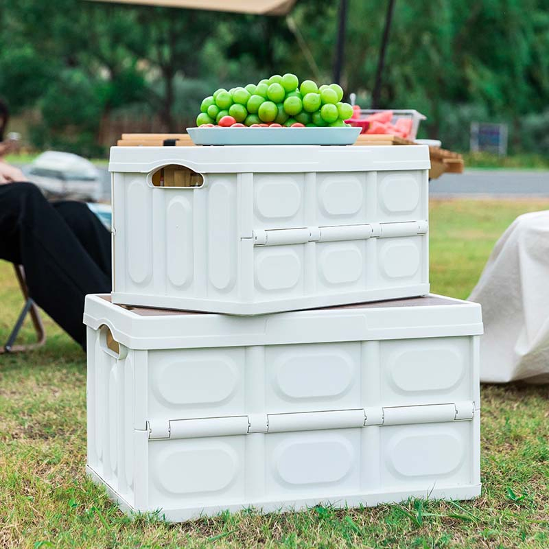 Складной бокс для хранения 30-55 л, с деревянной крышкой