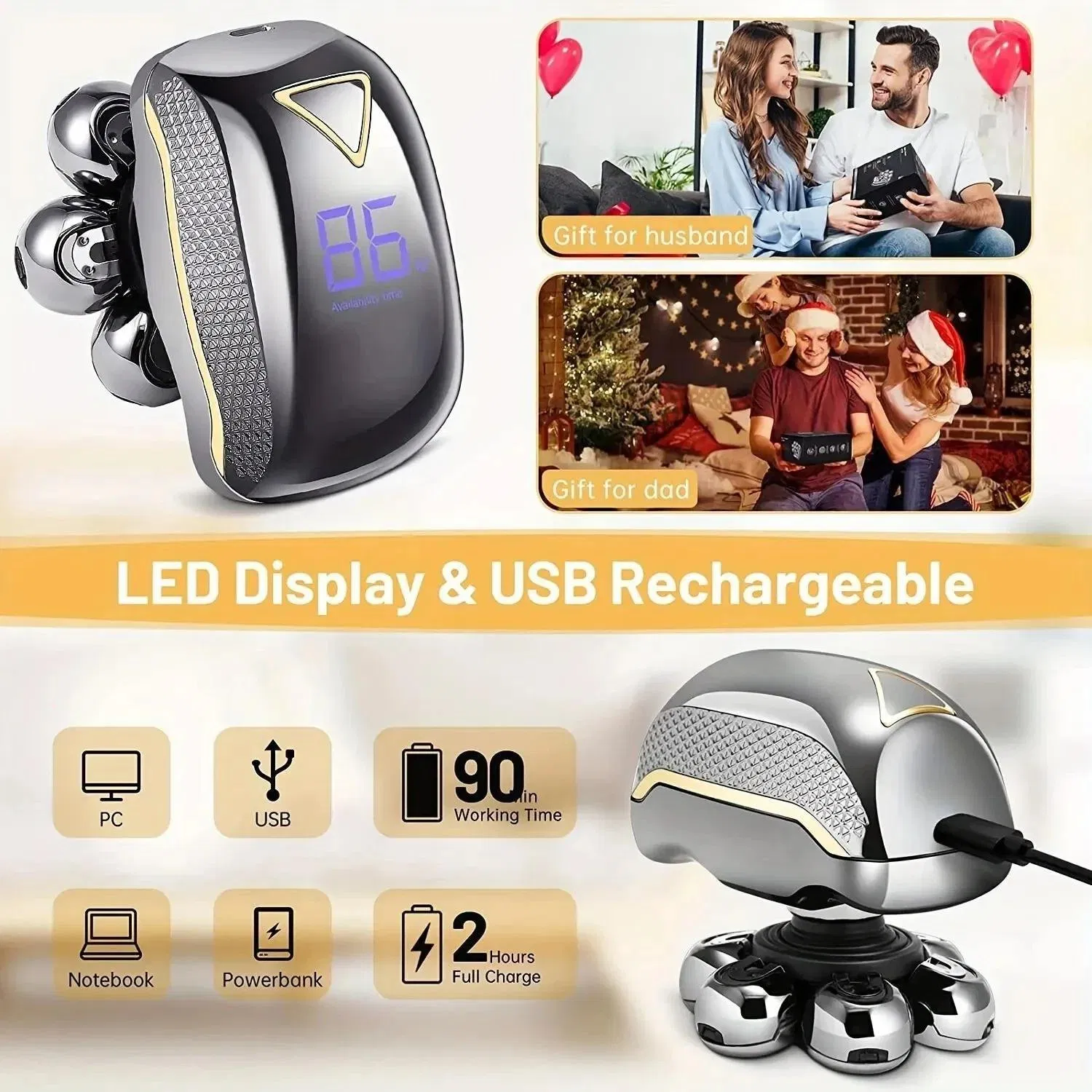 7-Head Electric Hair Clipper 2-in-1, Rechargeable Multi-Functional