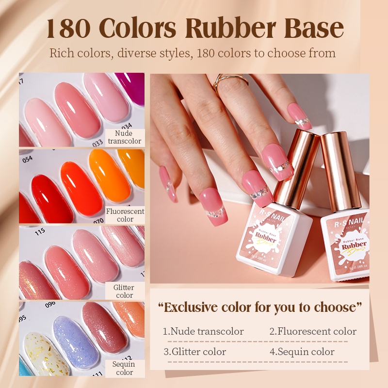 Manufacturer Nail Polish Private Label Customs Logo Base Color Coat 180 Colors Rubber Base Gel for Nails Beauty Supply