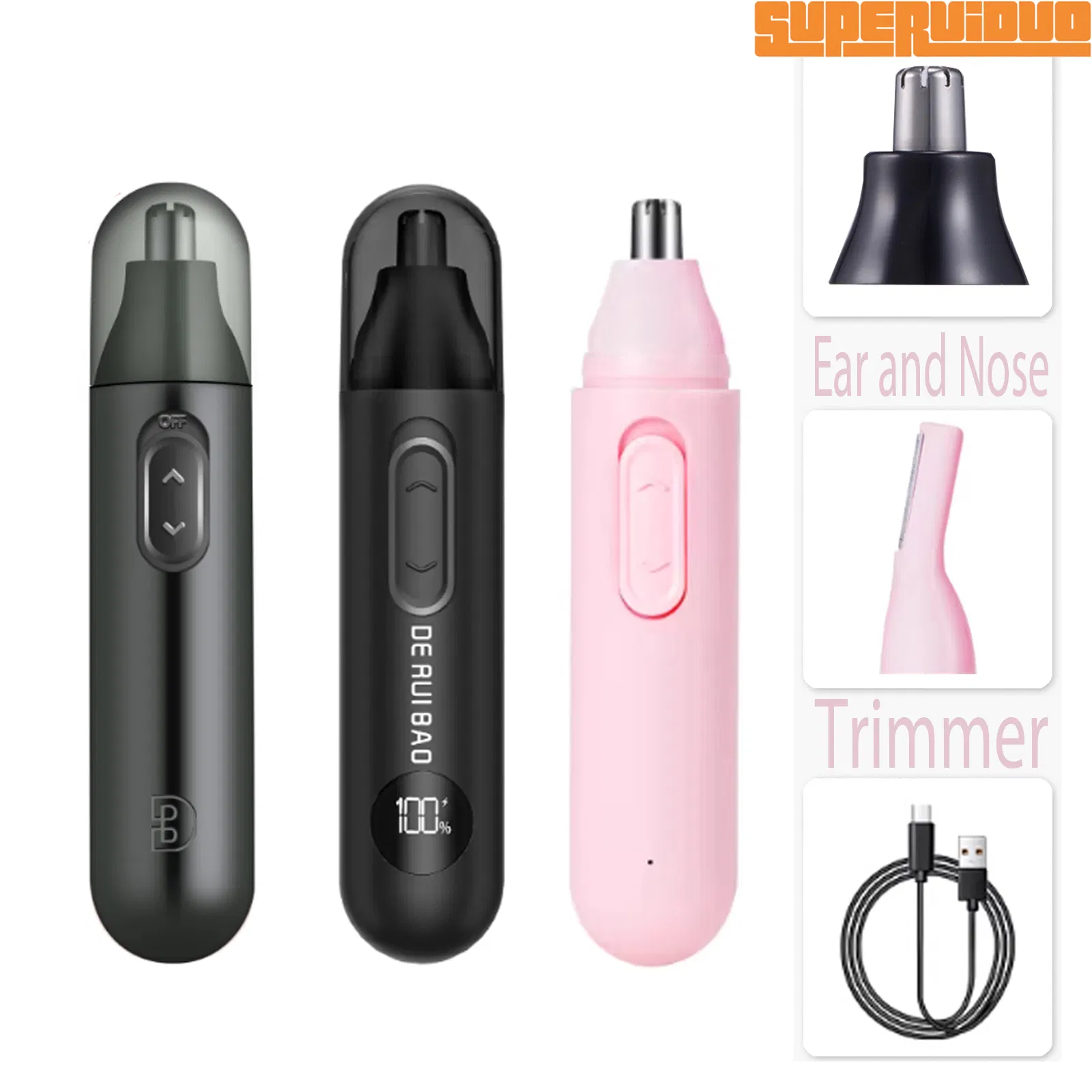 Washable Precision Head Hygiene Design Ear and Nose Trimmer