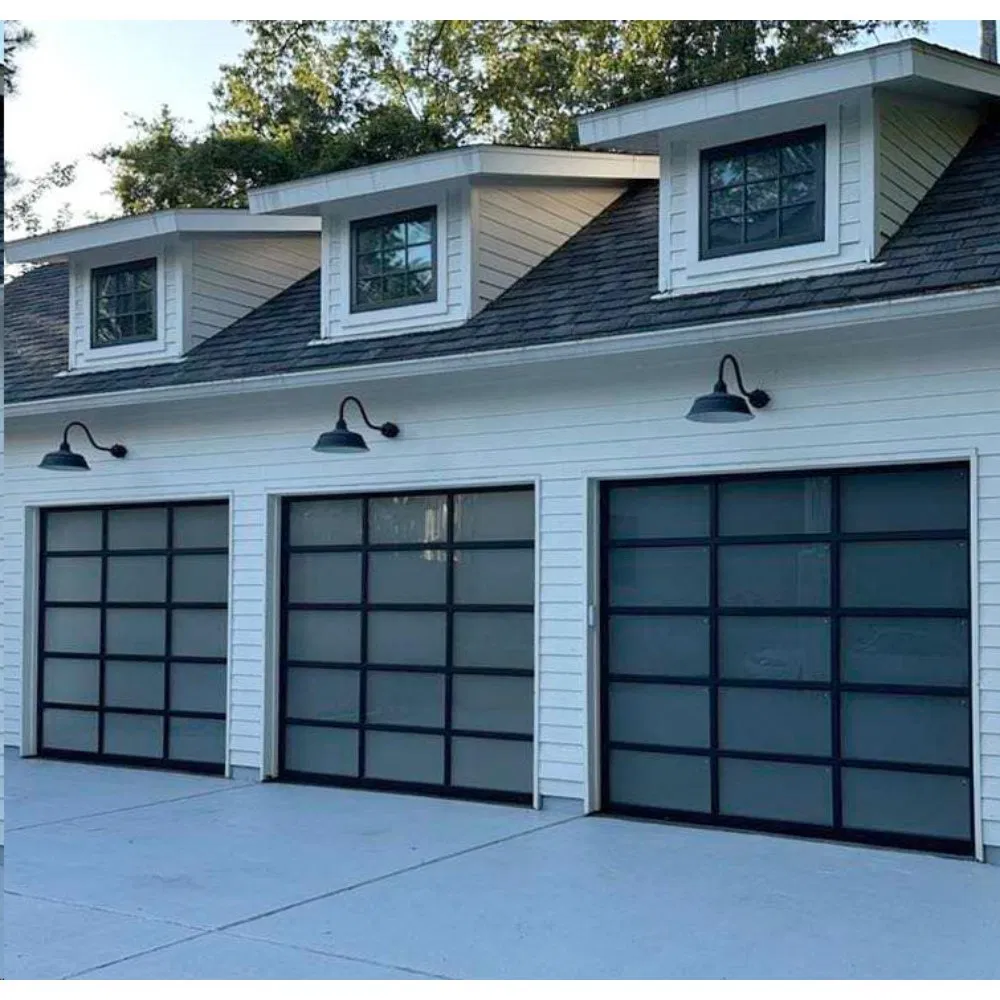 Elegant Custom Electric Glass Garage Doors for Modern Villas
