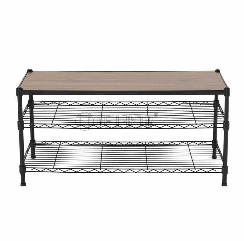 Simple 3 Tiers Chic TV Stand Panel Living Room Bedroom Furniture Metal TV Rack with Adjustable Height Wire Shelf