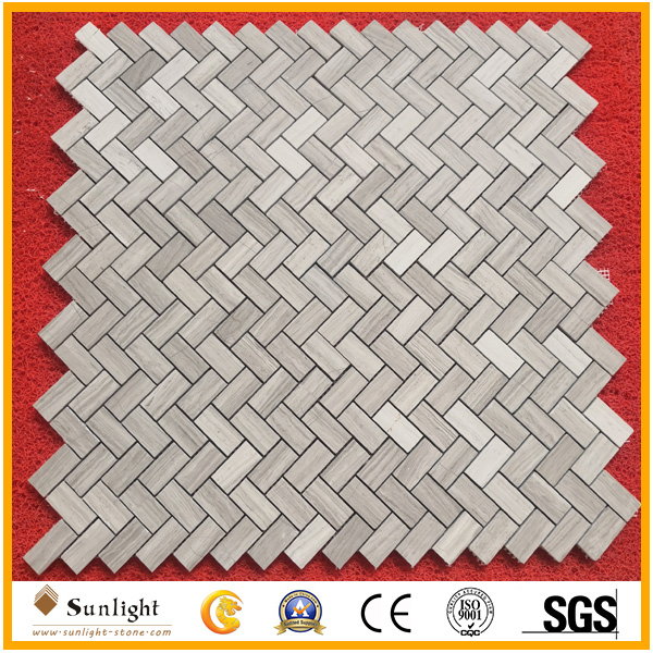 Мозаика из натурального дерева и белого мрамора