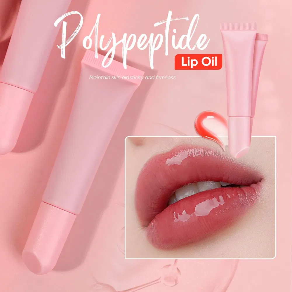 OEM Logo Pink Tube Organic Peptide Lip Oil Moisture Fruit Strawberry Lip Gloss Oil