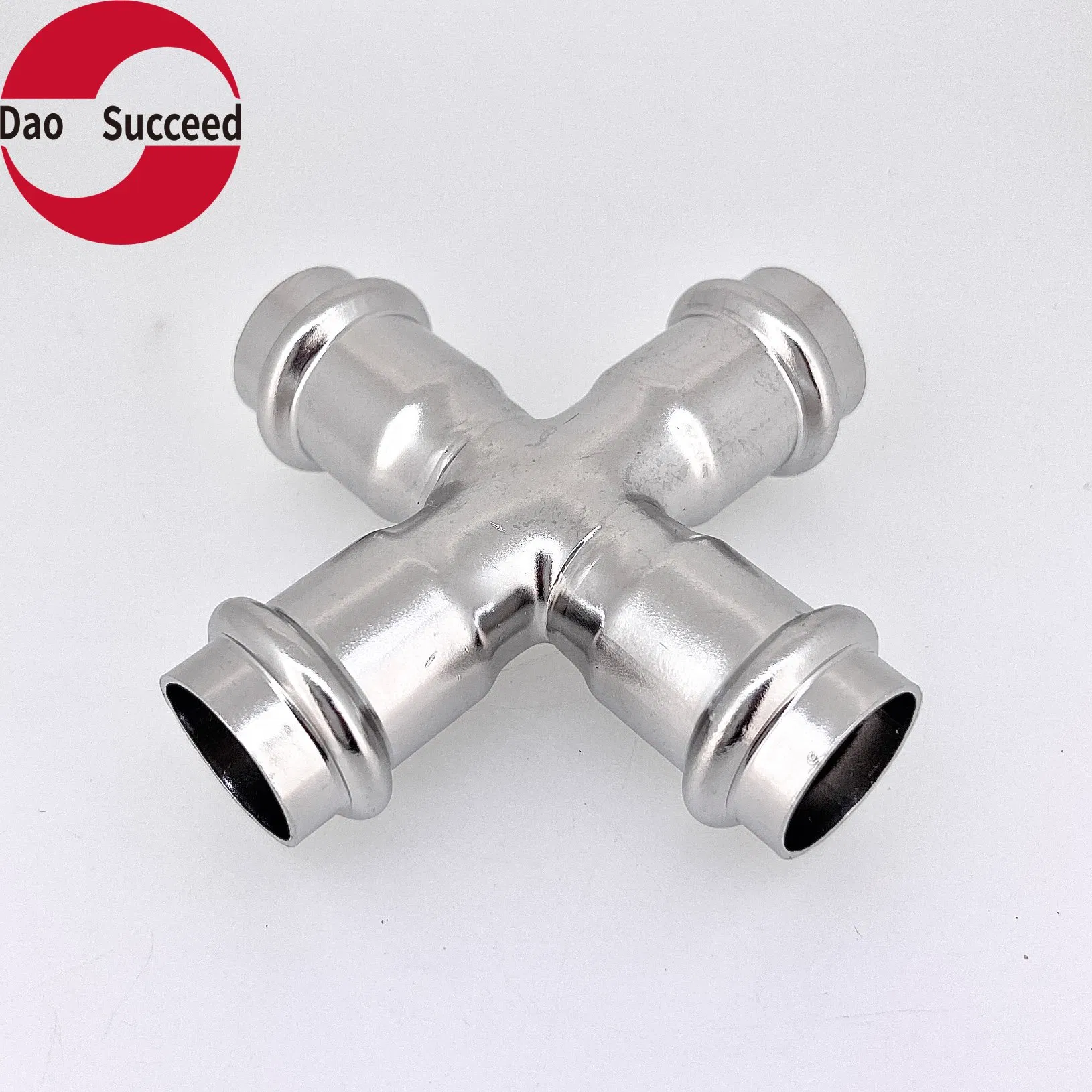 Straight Cross Stainless Steel V Profile Press Fittings