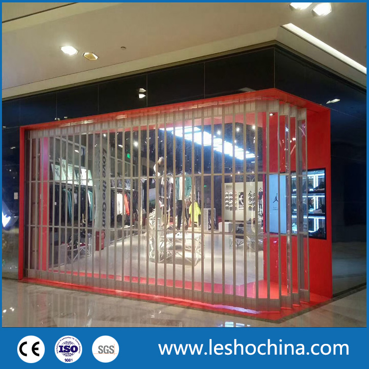 Commercial Shop Front Transparent Polycarbonate Aluminium Sliding Door Mall Metal with Durable PVC Panels Folding Accordion Doors