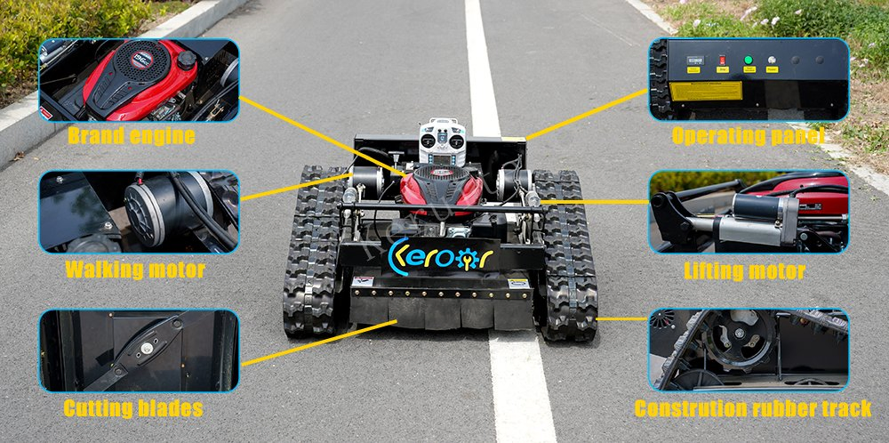 Гусеничная газонокосилка с бензиновым двигателем и пультом ДУ