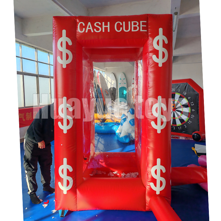 Portable 1.5*1.5*2.5m Inflatable Cube Cash Money Catching Booth Inflatable Money Booth