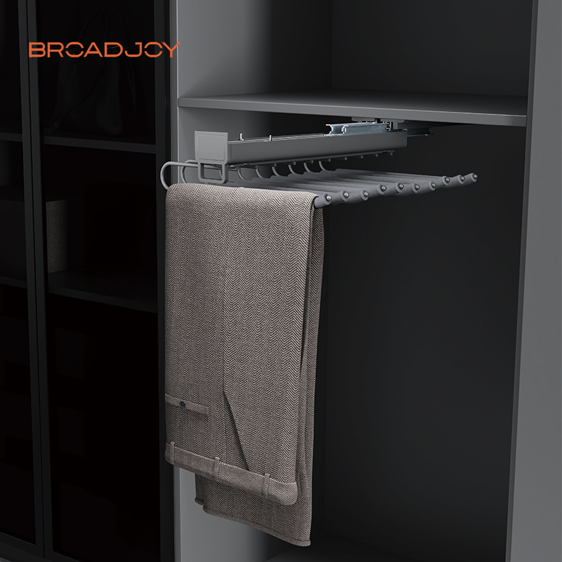 Top Mounted Damped Trousers Storage Rack Hanger Aluminum Closet Organizer Clothing Furniture Wardrobe Sliding Rack