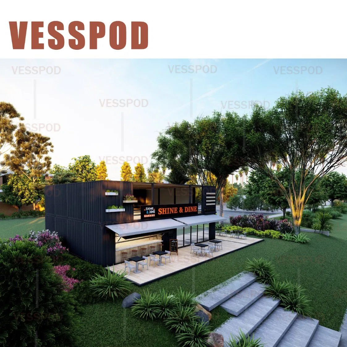 Prefab 2 Story Container Restaurant 20/40FT Bar Container Coffee Kiosks Modular Container Restaurant