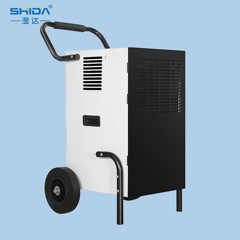 60L Portable Industrial Dehumidifier with Big Wheels for Mobility