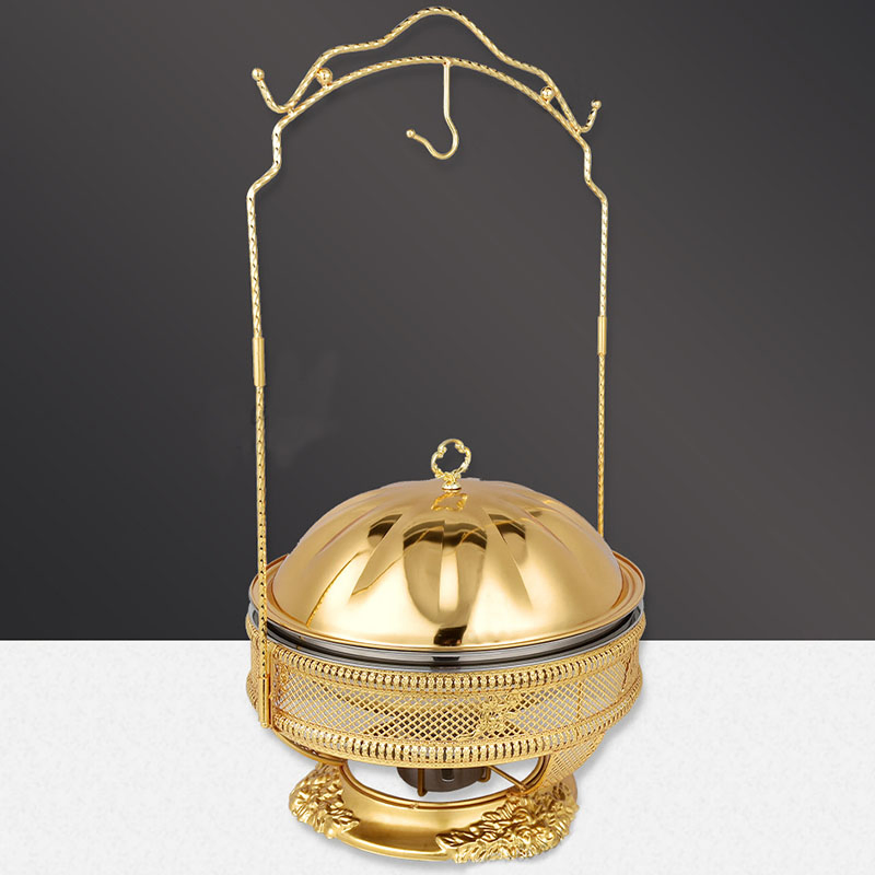 Stainless Steel Alcohol Stove Lace Gold Hotel Breakfast Buffet Burner Chafing Dish Heater