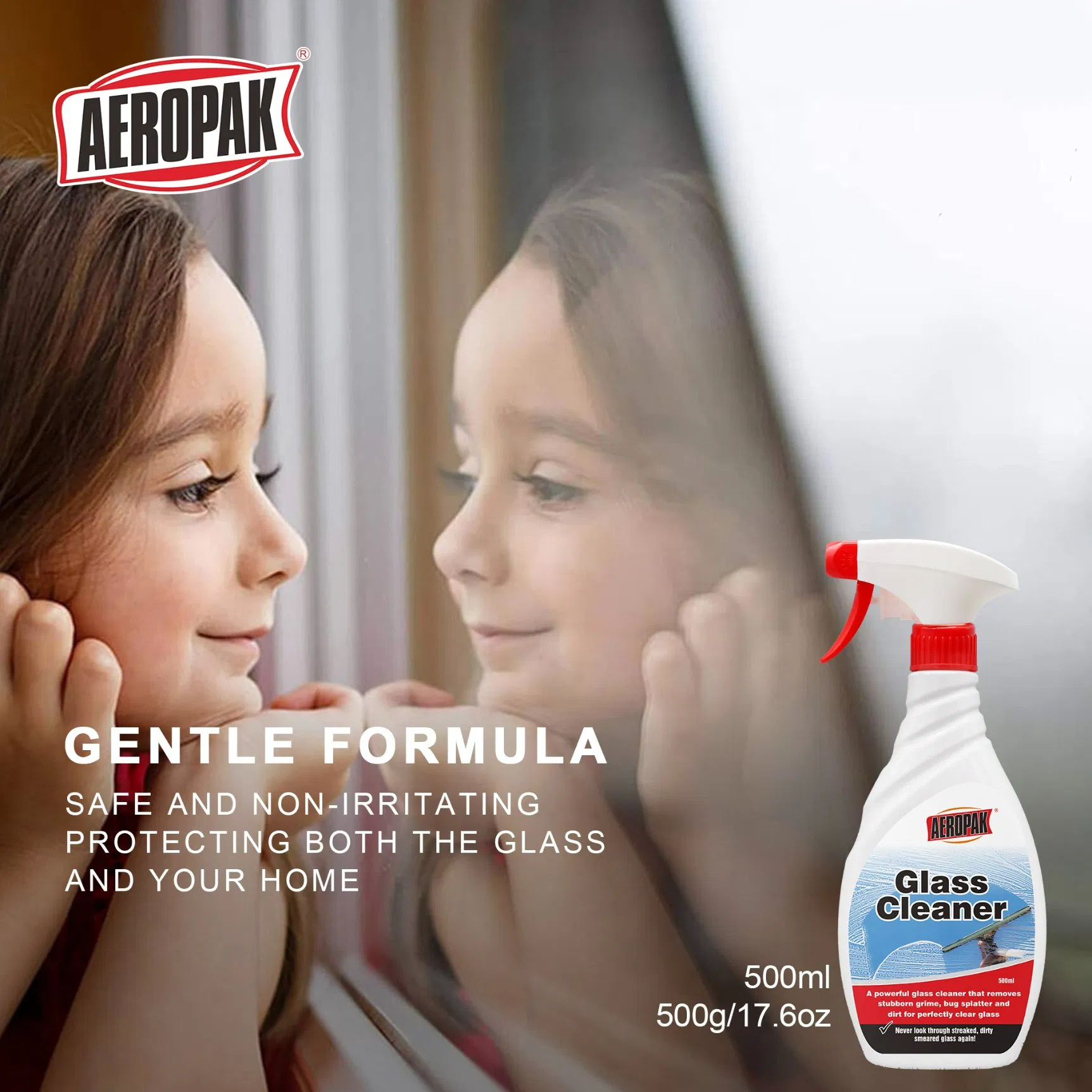 Aeropak 500ml Bottle All-Purpose Household Cleaning Liquid Spray Water Stain Remover Mirrors Glass Cleaner for Windows