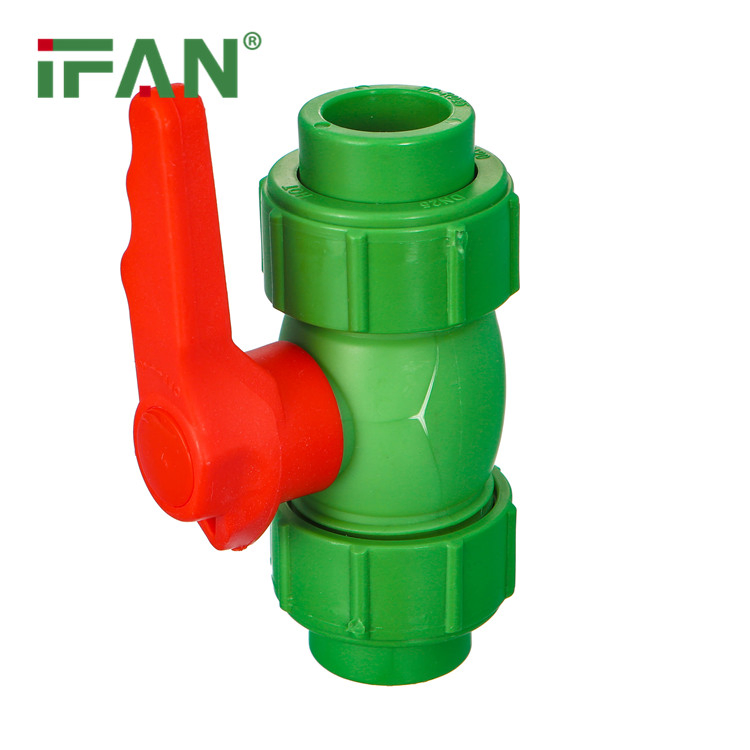 Ifan Factory Direct DIN 8077/8078 Plumbing Material 20-63mm Double Uinon Ball Valve PPR Pipe Fitting
