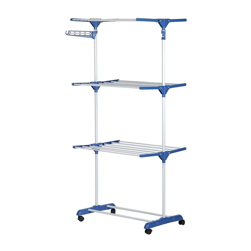 Portable Folding Floor-Standing Towel Rack Metal Drying Rack for Balcony Use